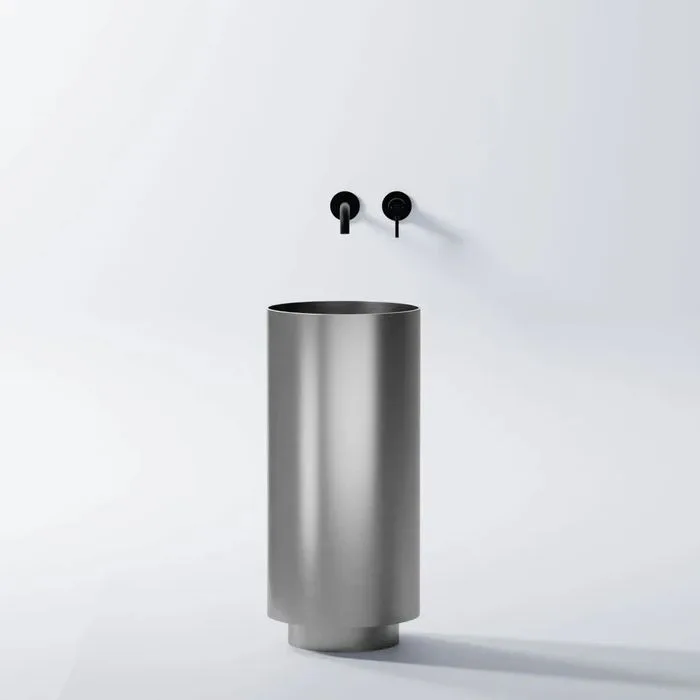 Умивальник окремостоячий Steinberg круглий, D37.8xh83 см, Brushed Steel (442 6500 BS) - Фото 2